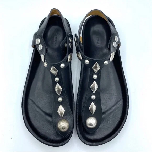 ISABEL MARANT ENAVY LEATHER STUD GLADIATOR SANDALS - Picture 2 of 14